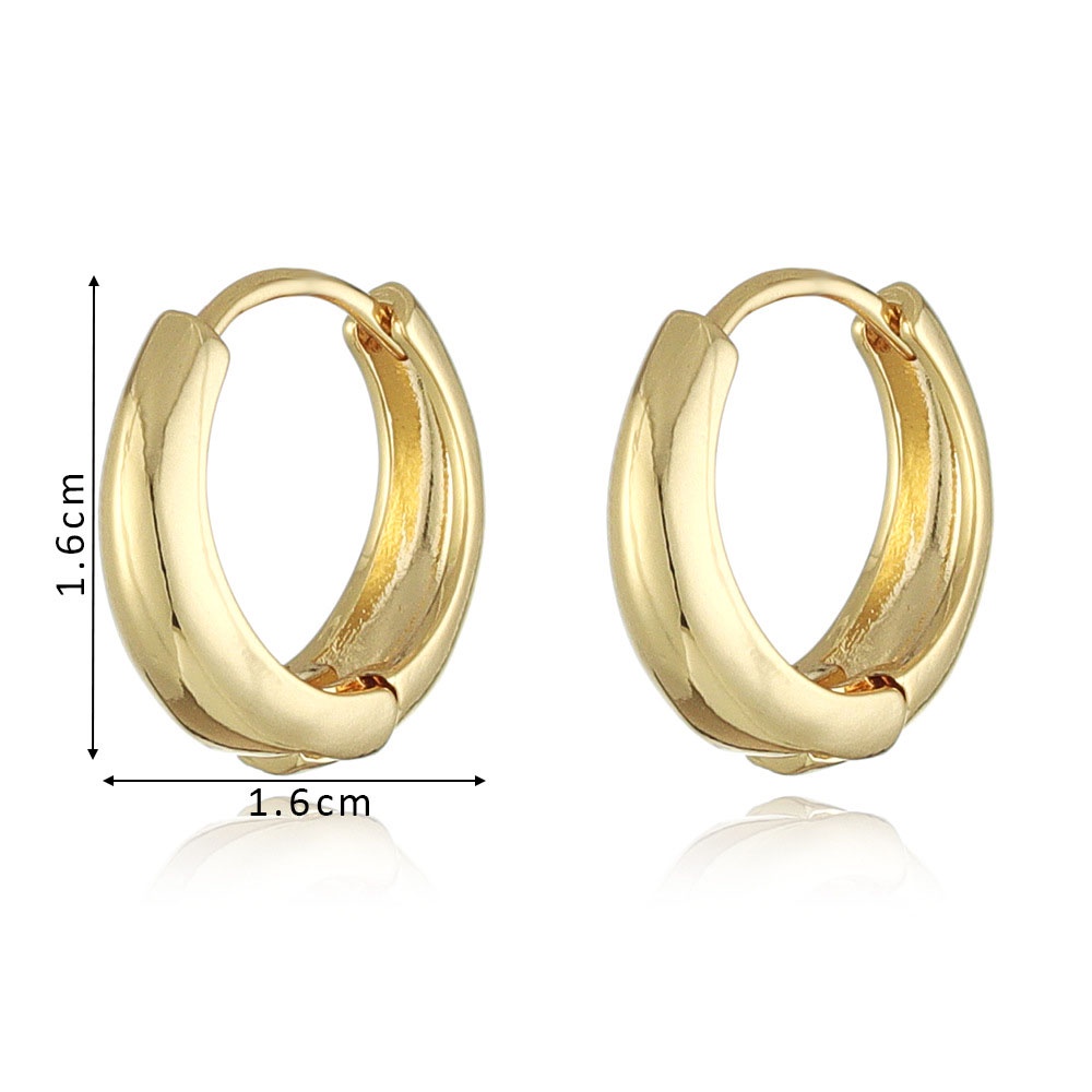 Anting Tindik Telinga Bentuk Bulat Geometris Warna Emas Untuk Pria Dan Wanita