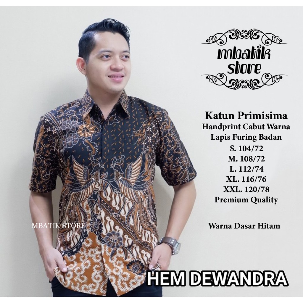 Dewandra Kemeja Batik Pria Pendek Full Furing by Batiik Dewo