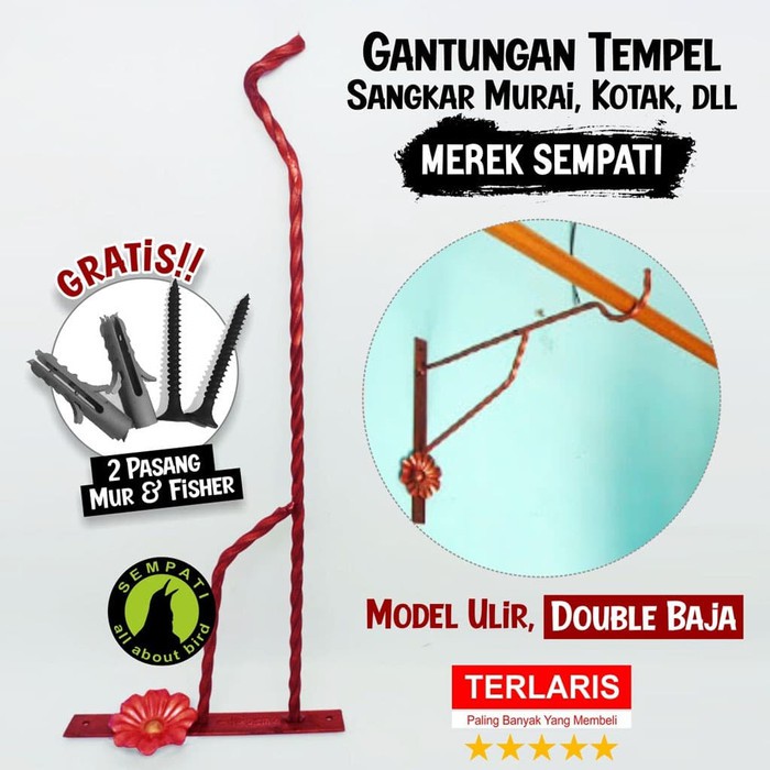 Unik GANTUNGAN TEMPEL ULIR SEMPATI SANGKAR KANDANG BURUNG MURAI KOTAK GULRS - Biru Berkualitas