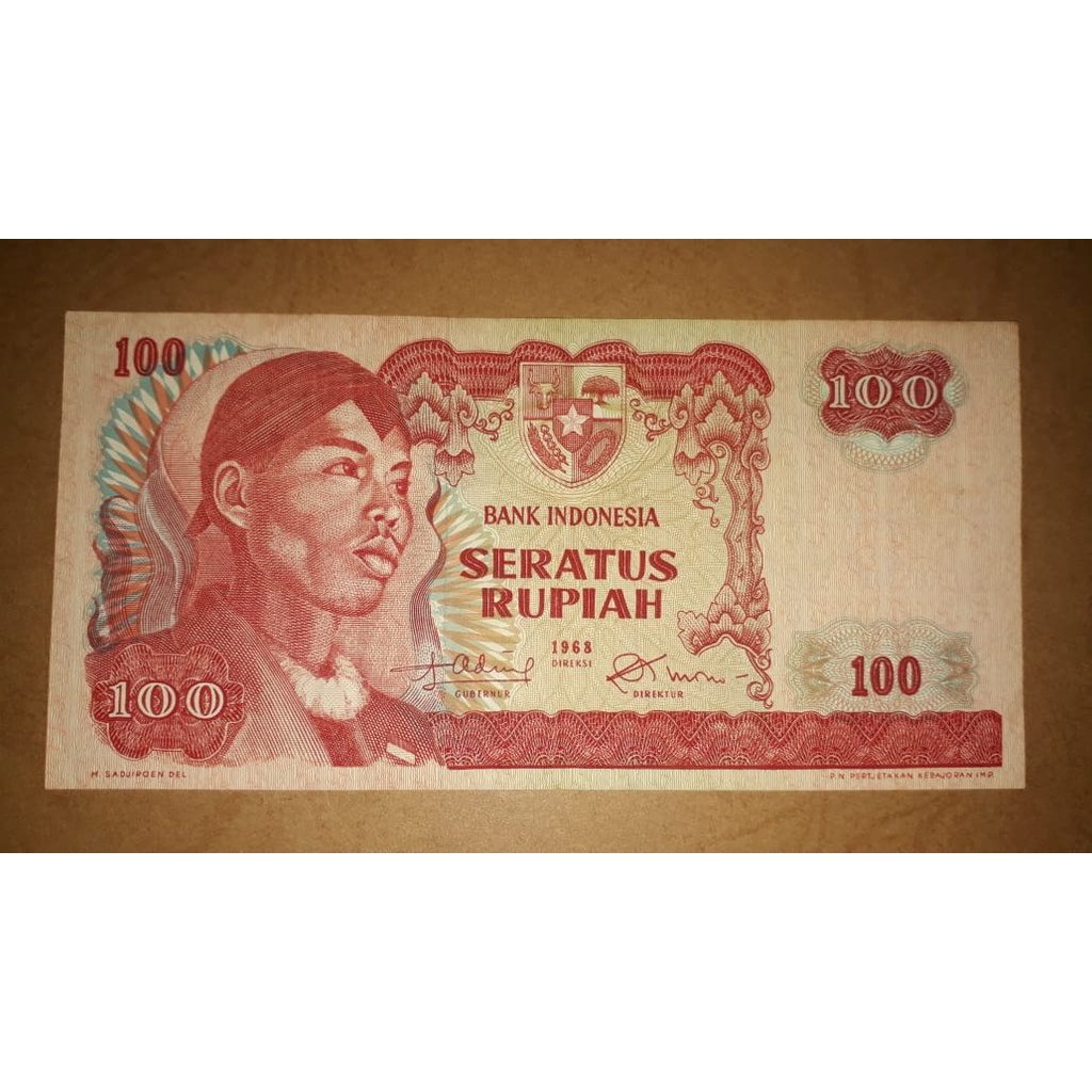 Uang kuno seri Soedirman 100 Rupiah tahun 1968 AUNC dan ORIGINAL