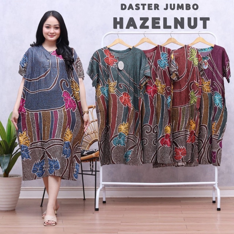 DASTER JUMBO ODREA NICOLETTA DADA KANCING BUSUI BIG SIZE RAYON HALUS ADEM LENGAN PENDEK-DSJ HAZELNUT