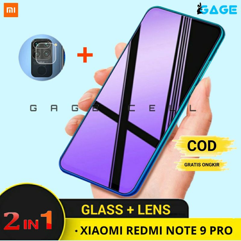 2 PCS Tempered Glass TG Anti Gores Blue Light Redmi Note 9 Pro Screen Protector Radiasi Premiu