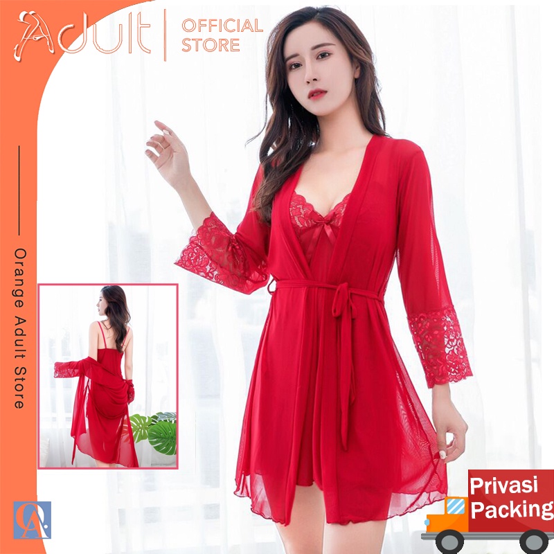 ORANGE ADULT Lingerie sexy Lingerie seksi Baju Tidur Lingerie Wanita Bahan Lace Hot sexy Gaun Malam Seksi Lapisan Luar  928