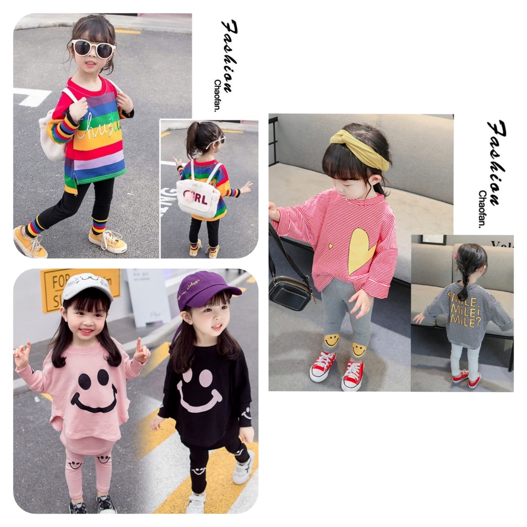 BAJU SETELAN ANAK PEREMPUAN / BAJU SETELAN BAYI PEREMPUAN SMILE IMPORT HIGH QUALITY 6BULAN-5TAHUN