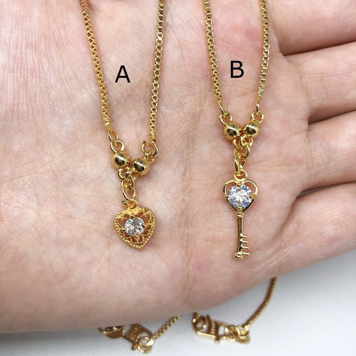 jbr835 Kalung Xuping Bandul Love Hati Kunci Imut Lapis Emas - BN156