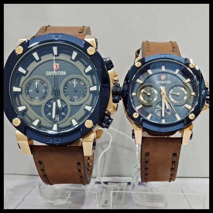 Free Ongkir Jam Tangan Expedition Original Couple E-6606 Rosegold Biru Coklat