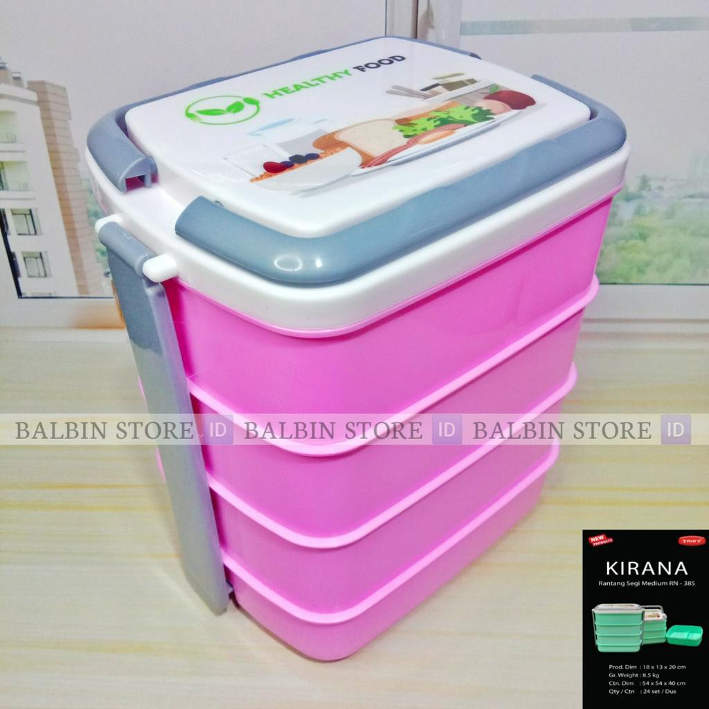 RANTANG SEGI MEDIUM EMPAT SUSUN HEALTHY FOOD - WARNA TOSCA DAN PINK - C.O.D ( BAYAR DI TEMPAT ) BALBIN STORE