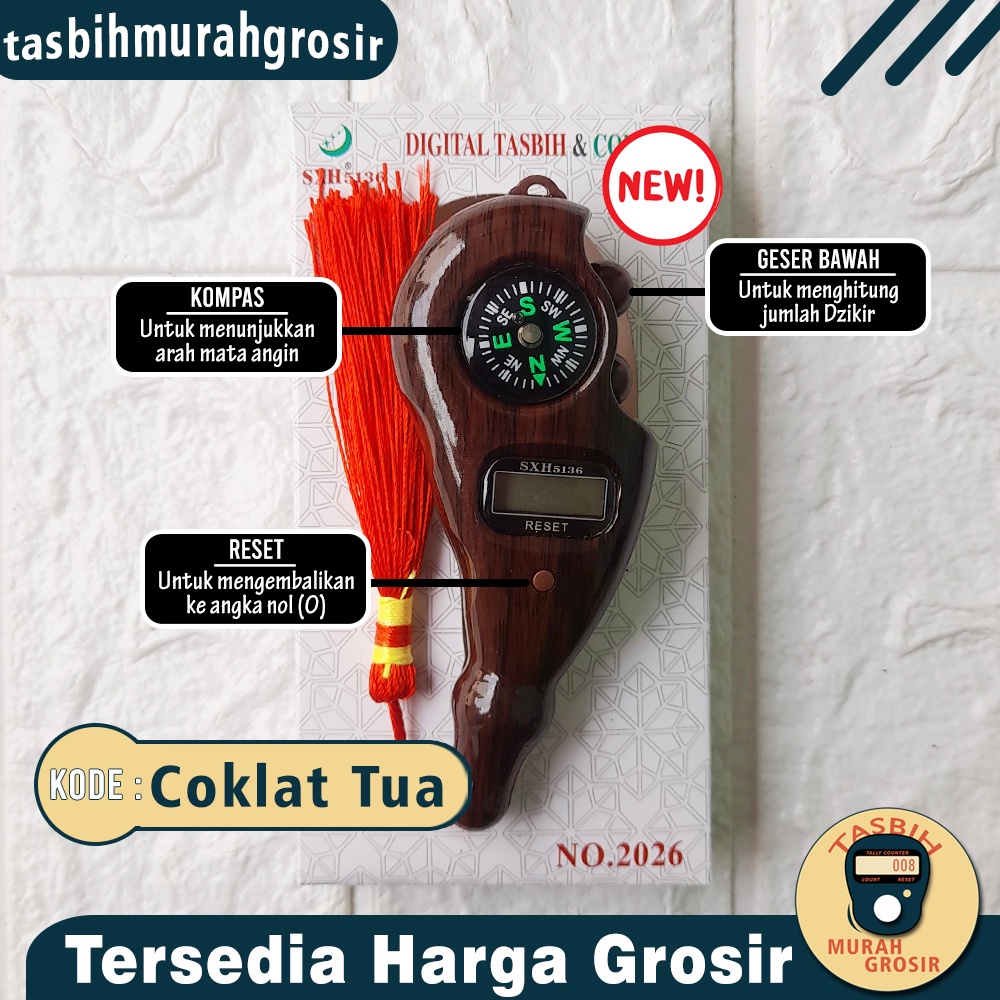 SXH TASBIH DIGITAL KAYU PUTAR  / TASBIH DIGITAL