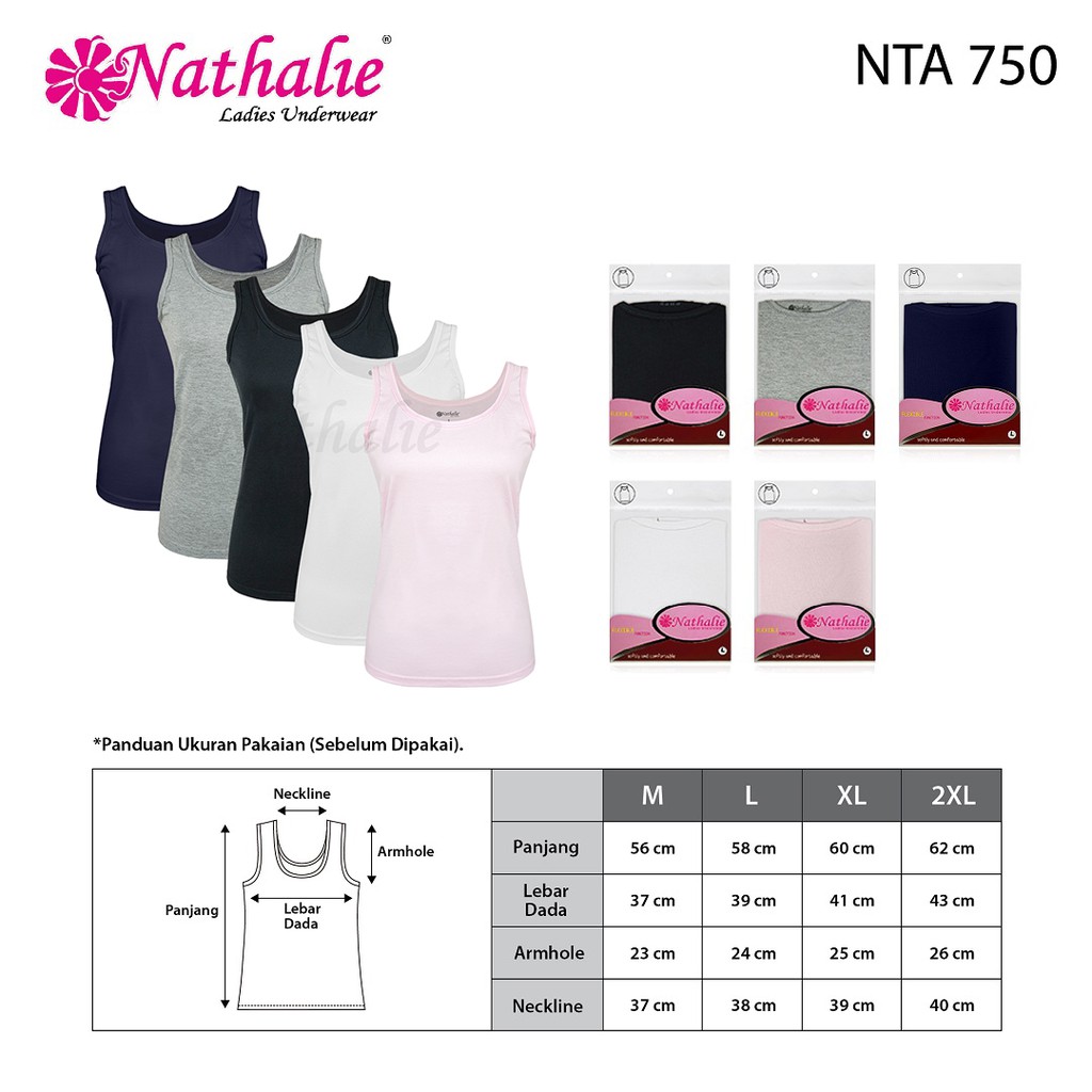 Nathalie Kaos Tanktop Wanita Basic 1Pcs Pakaian Dalam NTA 750-1