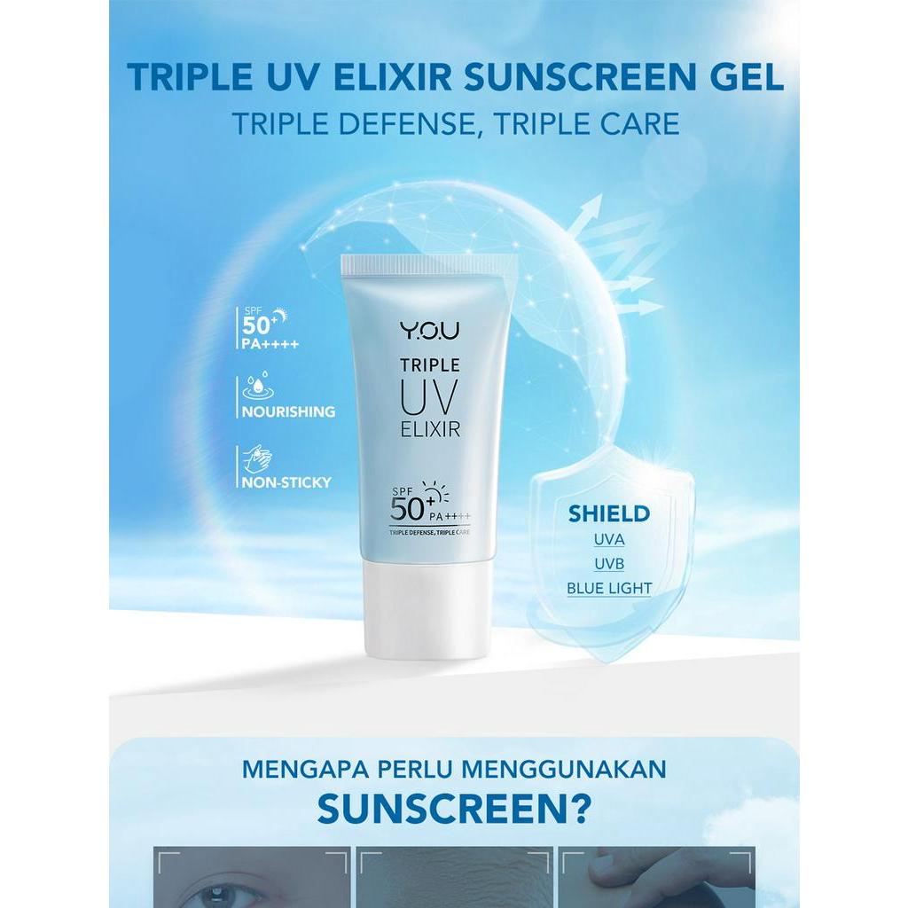 YOU Sunscreen Triple UV Elixir  SPF 50+ PA++++ [UVA UVB Blue Light Protection] Acnes Sunscreen - CO