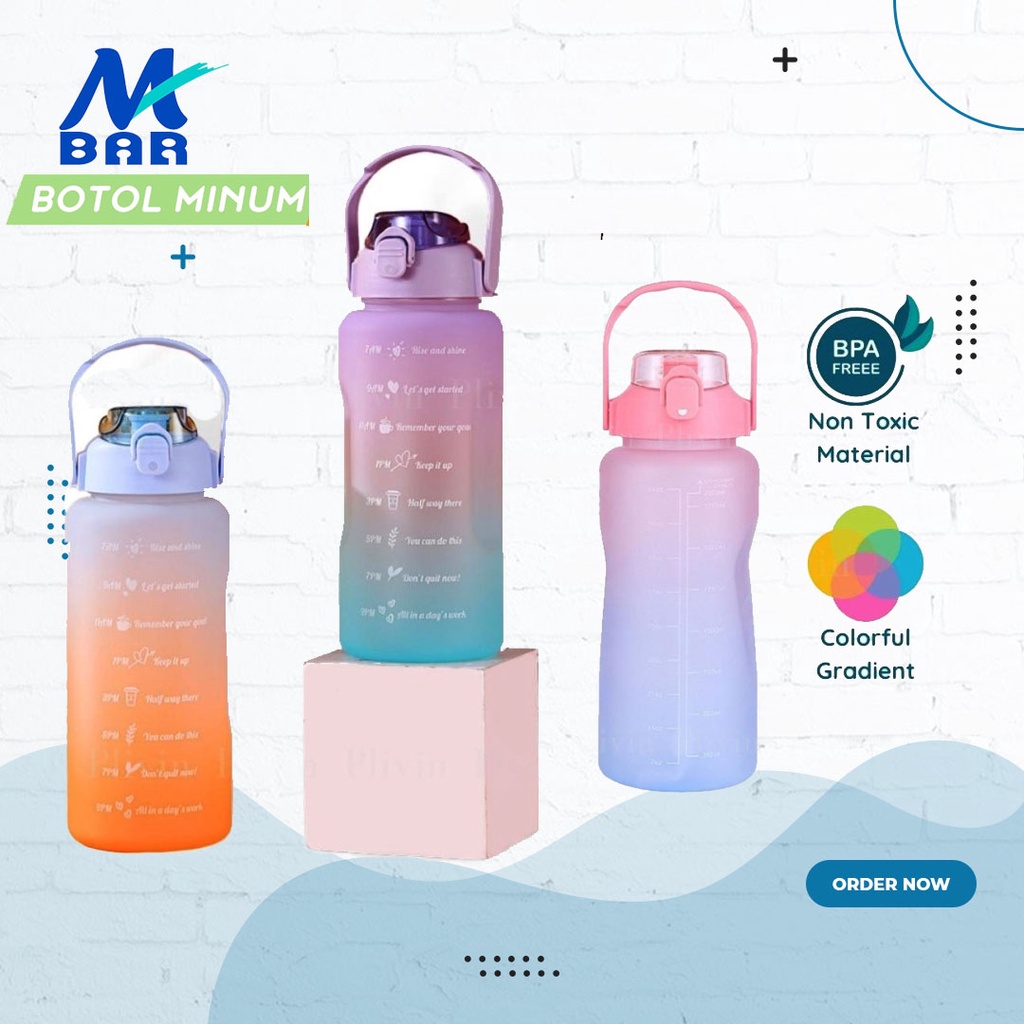 Jual Botol Minum Viral Tiktok Botol Air Minum 2 Liter Botol Minum Viral Penanda Waktu Warna