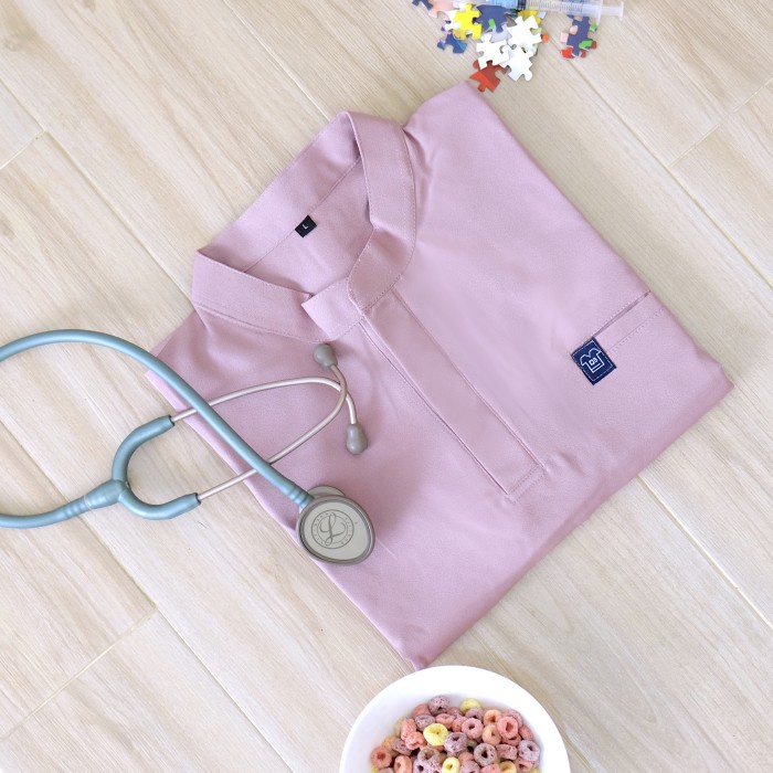 Baju Jaga MANDARIN SS - LILAC Scrubs Theatre Blues Empirical Lengan Pendek