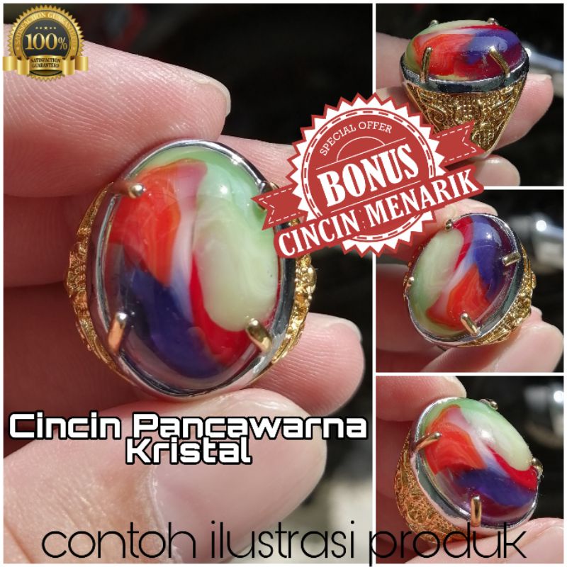 Cincin Akik Pancawarna Kristal