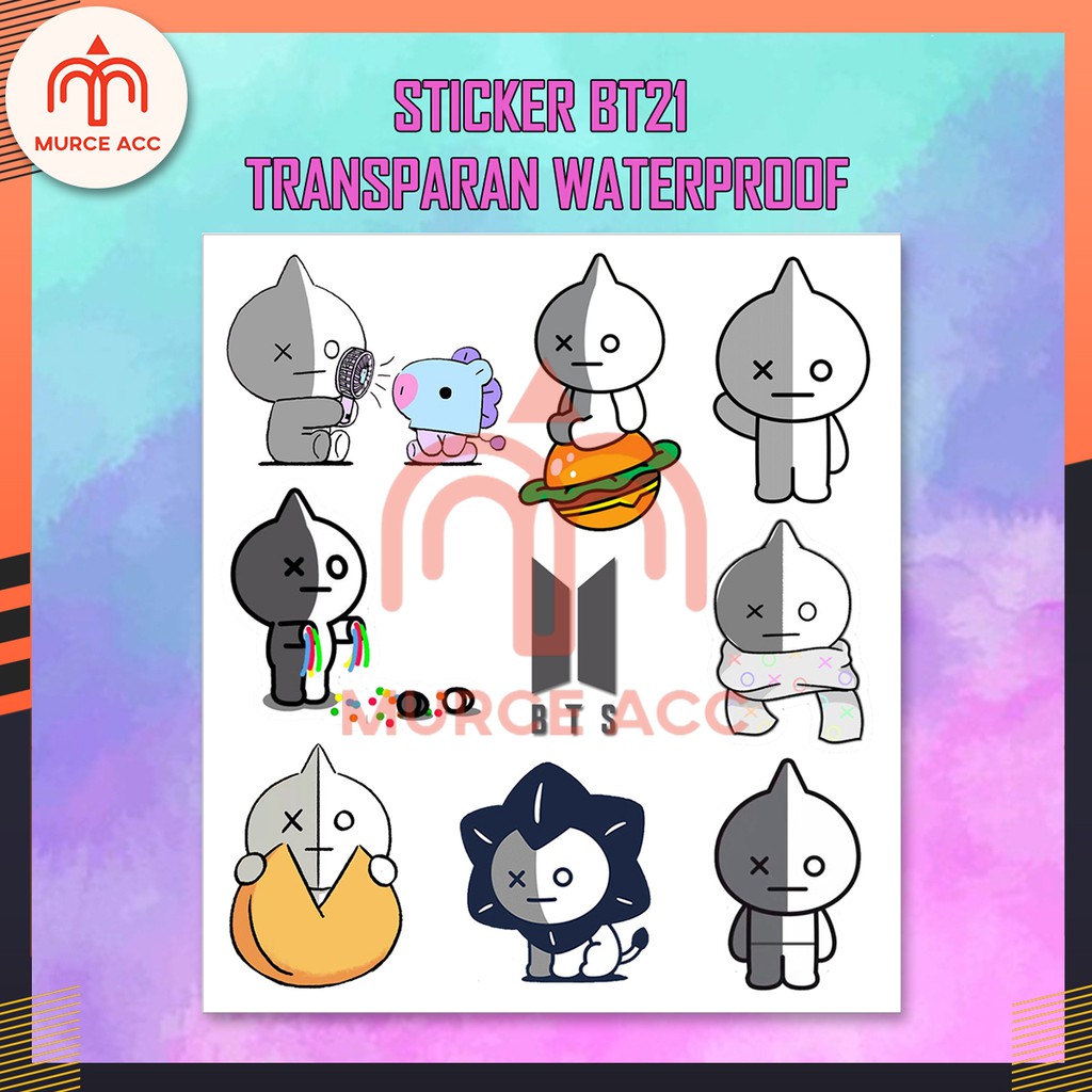 Stiker BT21 BTS Transparan Waterproof KPOP