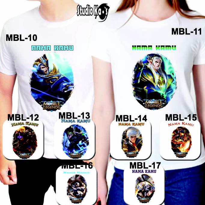 Kaos Baju Dewasa Pria Wanita Mobile Legend ML Gratis Free Cetak Nama Tulis Nama Sablon Nama