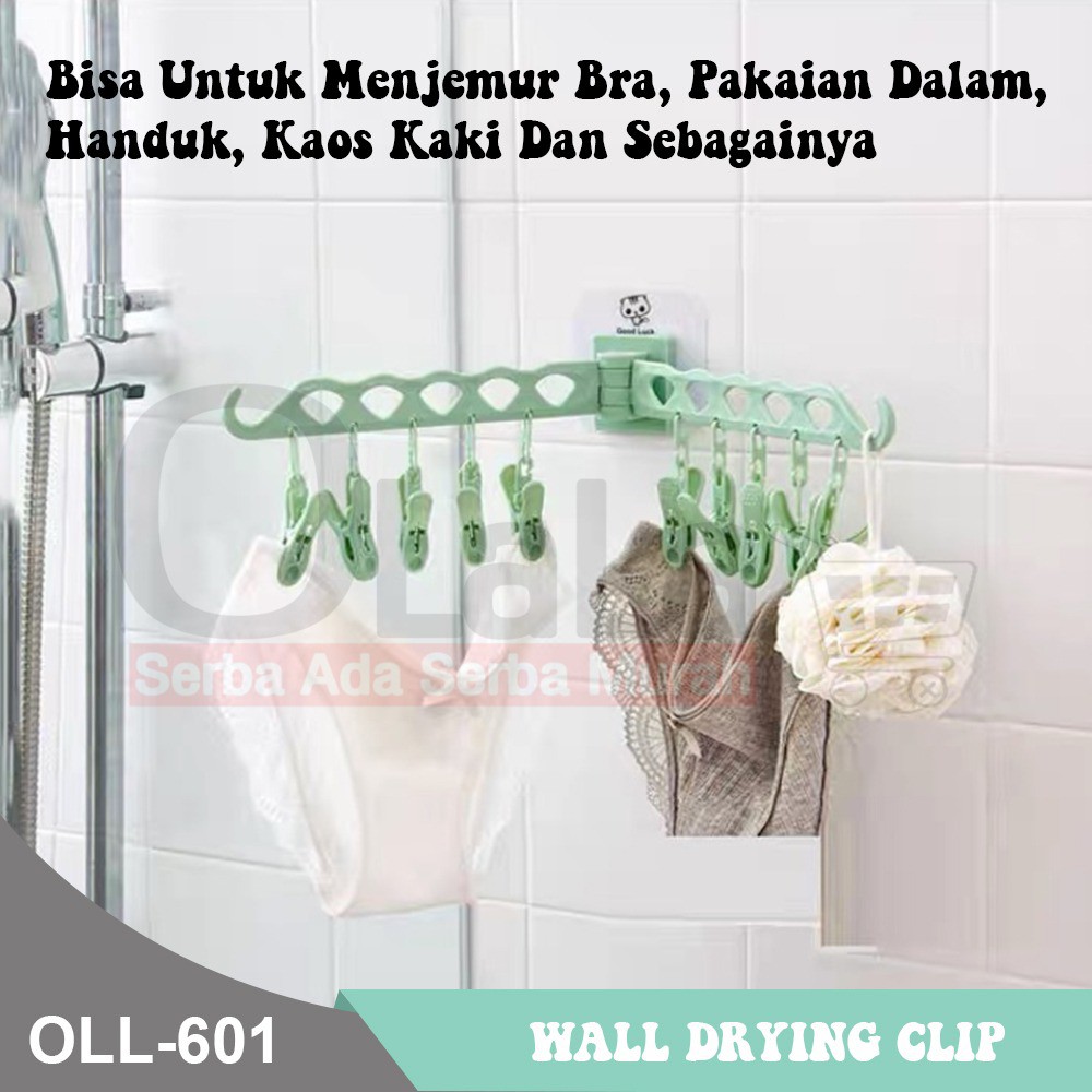 Gantungan Jemuran Tempel Wall Hanger 10 Jepit Baju Jemur Pakaian OLL-601