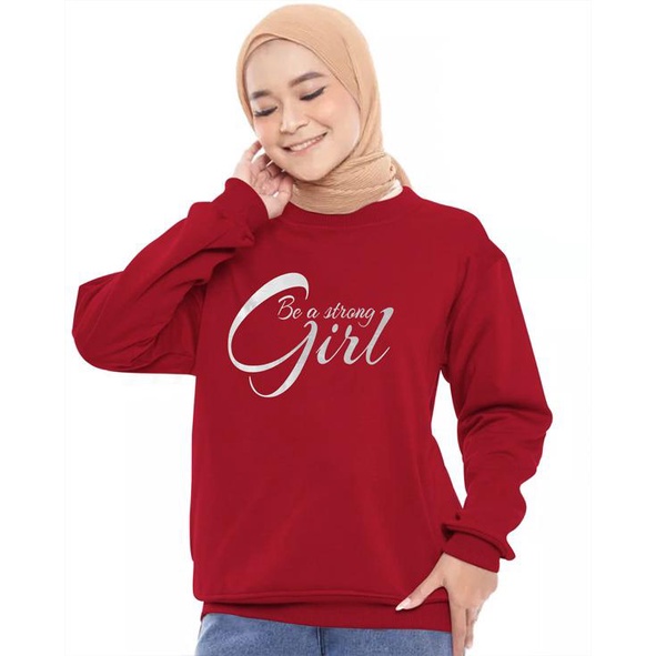 Kaos Lengan Panjang  GIRL STRONG/ Kaos Sweatshirt / Atasan Wanita / Atasan Wanita Lengan Panjang