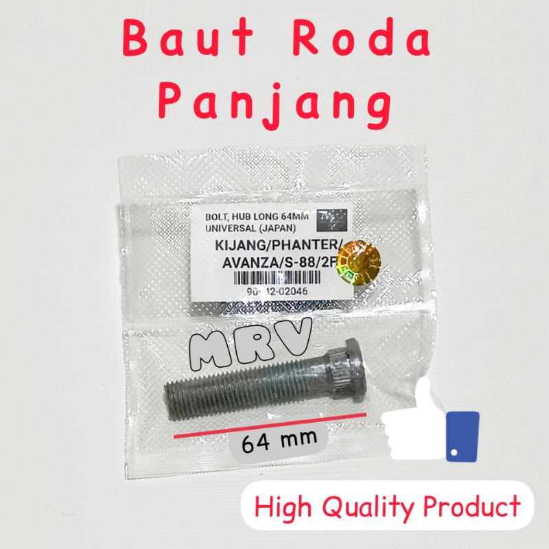 BAUT RODA PANJANG MOBIL KIJANG AVANZA S88 HARDTOP JAPAN 64MM BOLT LONG