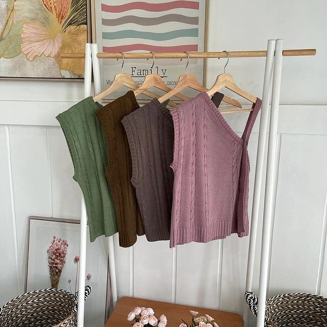 baju luaran rajut korea / athena vest rajut / rompi rajut import wanita / atasan selebgram kekinian