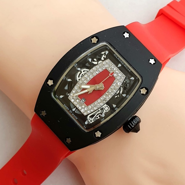 JAM TANGAN WANITA RICHARD MLLE RM007 BLACK RUBBER