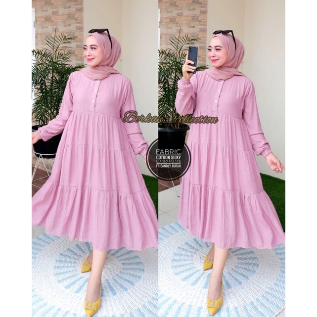 BISA[COD] DRESS MIDI POLOS BAHAN CATOON SILKY/ MIDI DRESS MODEL TER BARU/MIDI DRESS MODEL KANCING/ MIDI DRESS BUSUI