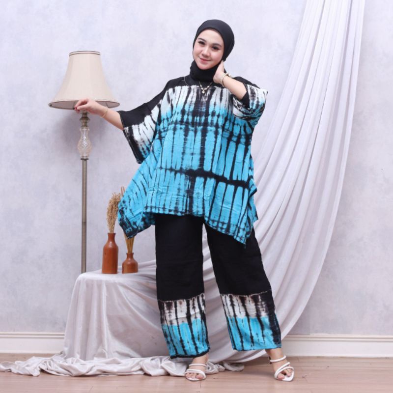 SETELAN WANITA SAYAP RAYON PREMIUM JUMBO KEKINIAN ABSTRAK PIYAMA BAJU TIDUR TERBARU