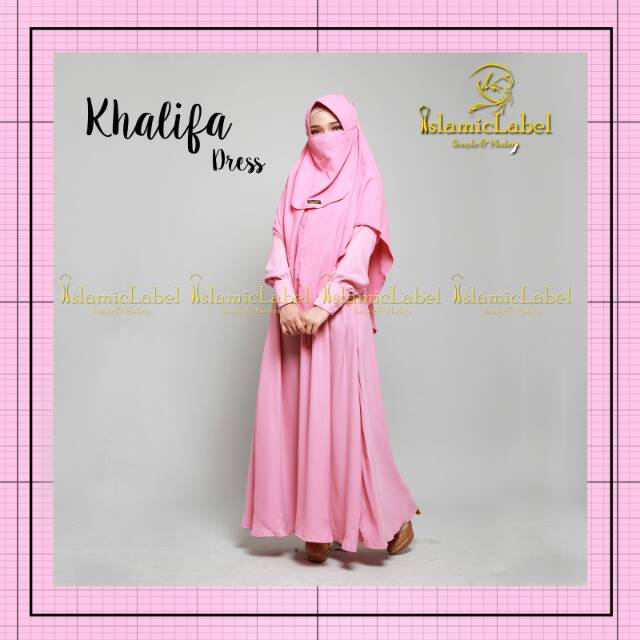 Khalifah dress/gamis busui wudhu syari wolycrepe by islamiclabel