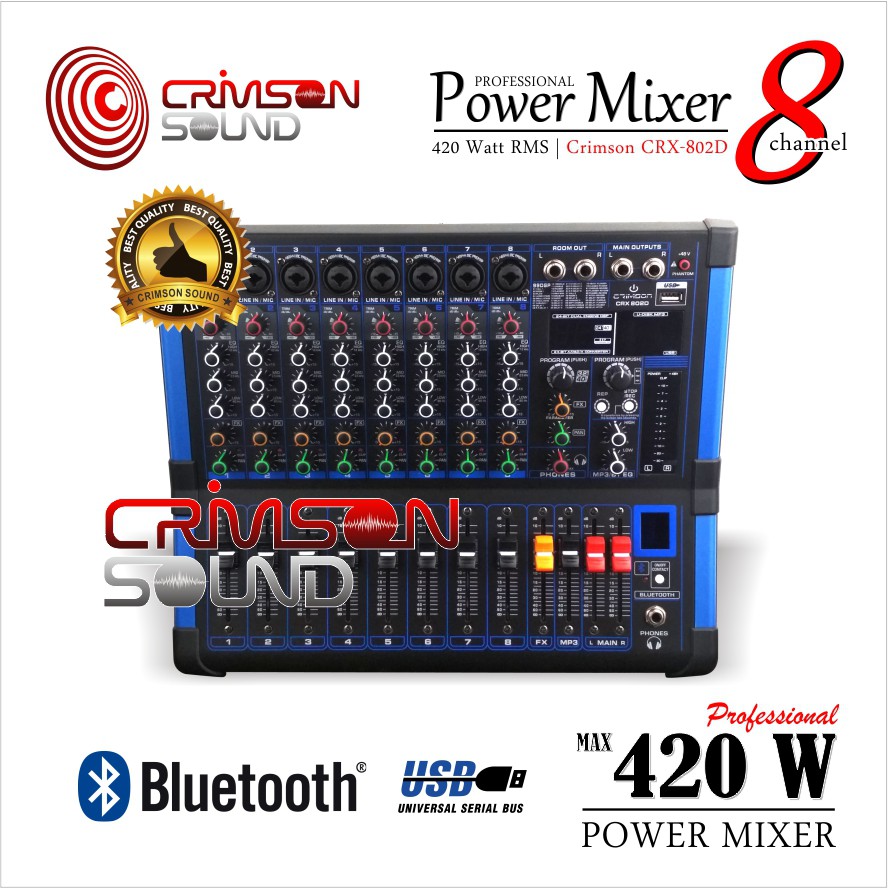 MIXER POWER 8 Channel 99 DSP CRIMSON CRX-802 D