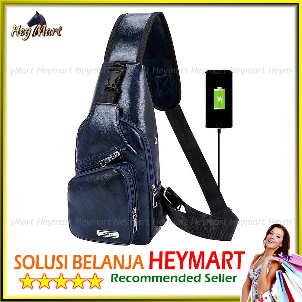 Tas Slempang USB Kulit Impor - Selempang Pria - Tas import Cowo Travel Gaul
