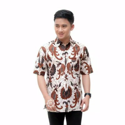 Baju Batik Pria  Lengan Pendek Slimfit Big Size Atasan Kemeja Batik Lengan Panjang Original