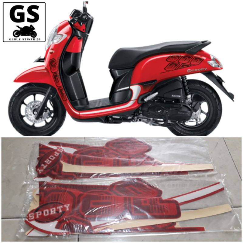 STRIPING STIKER LIS BODY MOTOR HONDA SCOOPY TAHUN 2016-2017 MERAH