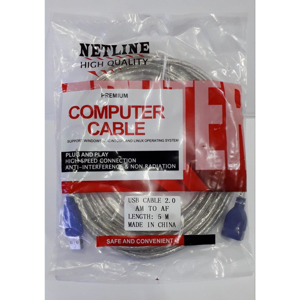 Kabel USB Extension / Kabel Perpanjangan USB 2.0 NETLINE 1.5M-3M-5M-10M