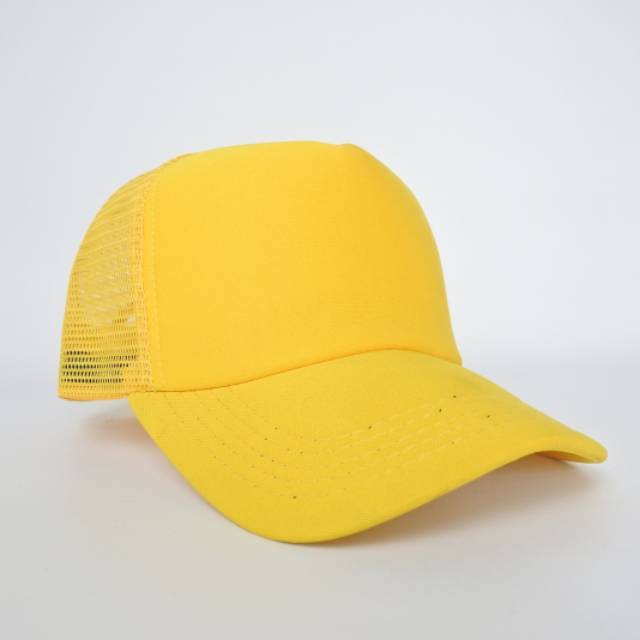 TOPI TRUCKER POLOS WARNA KUNING