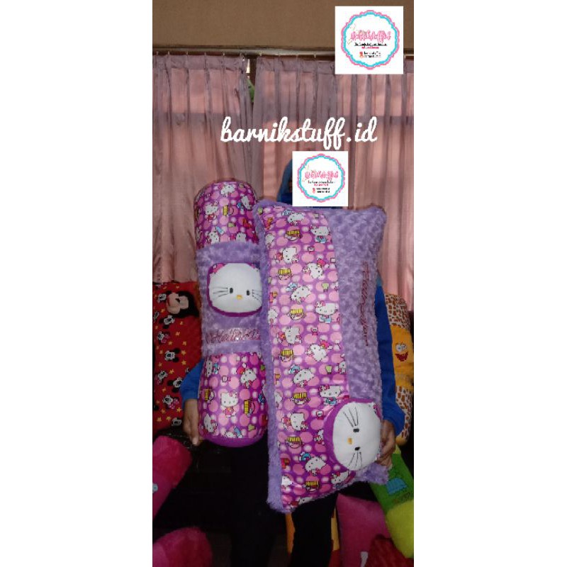 Bantal set guling JUMBO SNI Cinta Karakter Hello kitty ungu Boneka Jumbo 80 cm