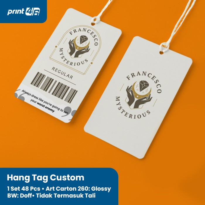 

(48 PCS) Hang Tang Costum Premium Hang Tag