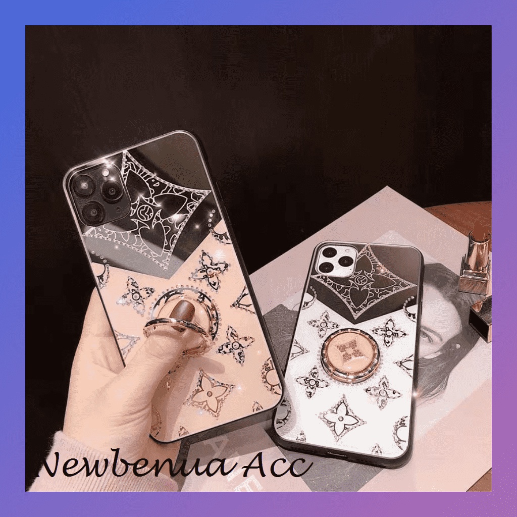 LV case + ring kaca miror motif Samsung S20+ S20 Ultra A51 A71 FH03