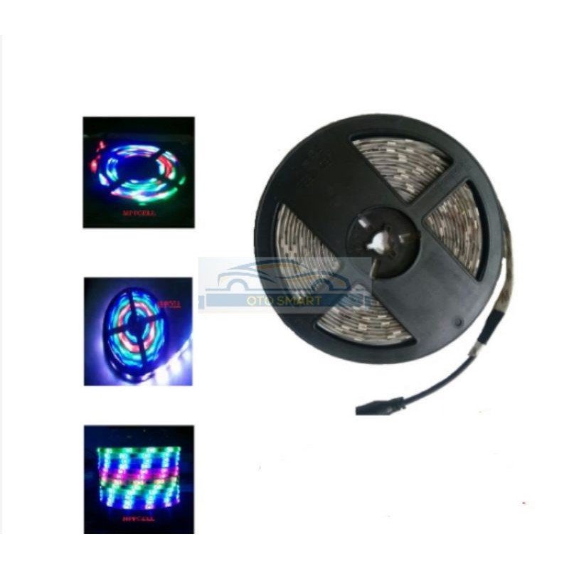 LAMPU STRIP RGB 5050 WARNA WARNI RUNNING NYALA OTOMATIS SET +ADAPTOR 5METER FULL