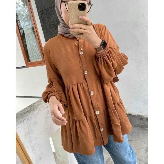 CANDA TUNIK CRINCLE WANITA // TUNIK CRINCLE REMPEL SUSUN