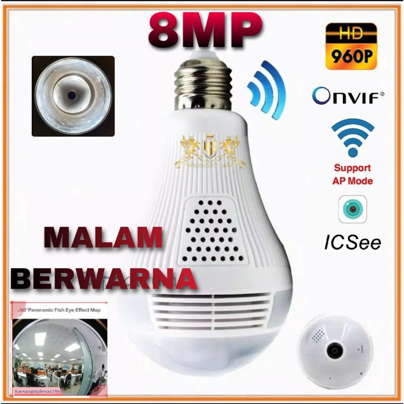 IP BOHLAM KAMERA 8MP ICSEE CCTV WIRELESS PANORAMA FISHEYE 360 derajat APP  ICSEE ORY