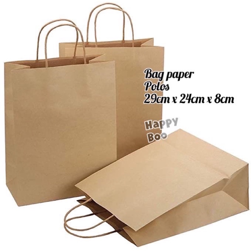 bag paper polos goodie bag gift bag paper bag tas kado kertas polos kraft kiky okey 29x24x8cm