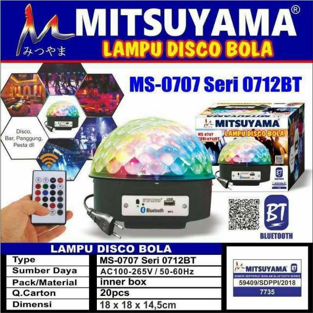 COD LAMPU DISCO BOLA MITSUYAMA MS-0707 SERI 0712BT//LAMPU DISCO BLUETOOTH BENTUK BOLA//LAMPU DISCO