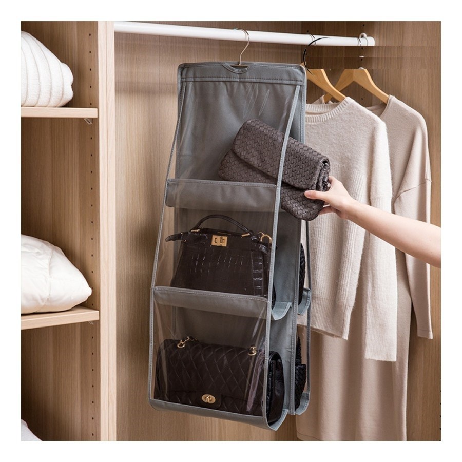 Hanging Bag Organizer Rak Gantungan Tas / Gantung Handuk dll - Hitam- Abu