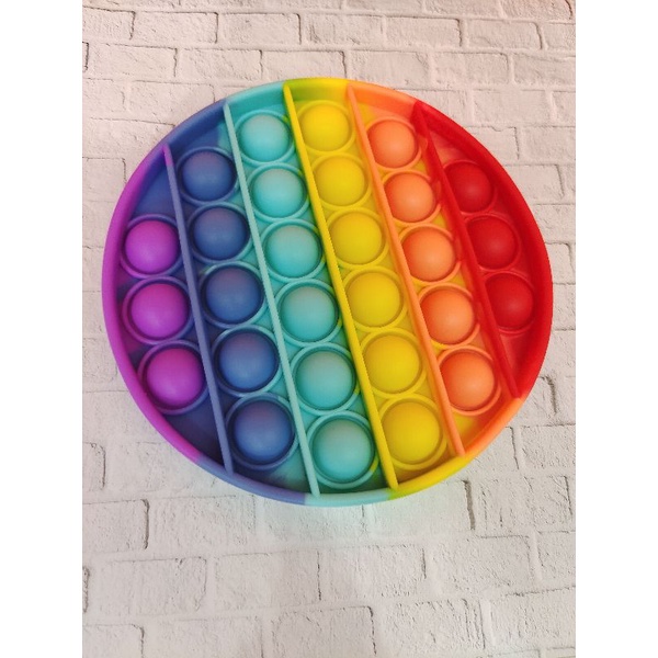 FREE GUNDU KELERENG!Mainan Pop It Penghilang Stress Viral Tiktok Jumbo 20cm Bahan Import Bagus Halus Model New Bts-Bulat Rainbow