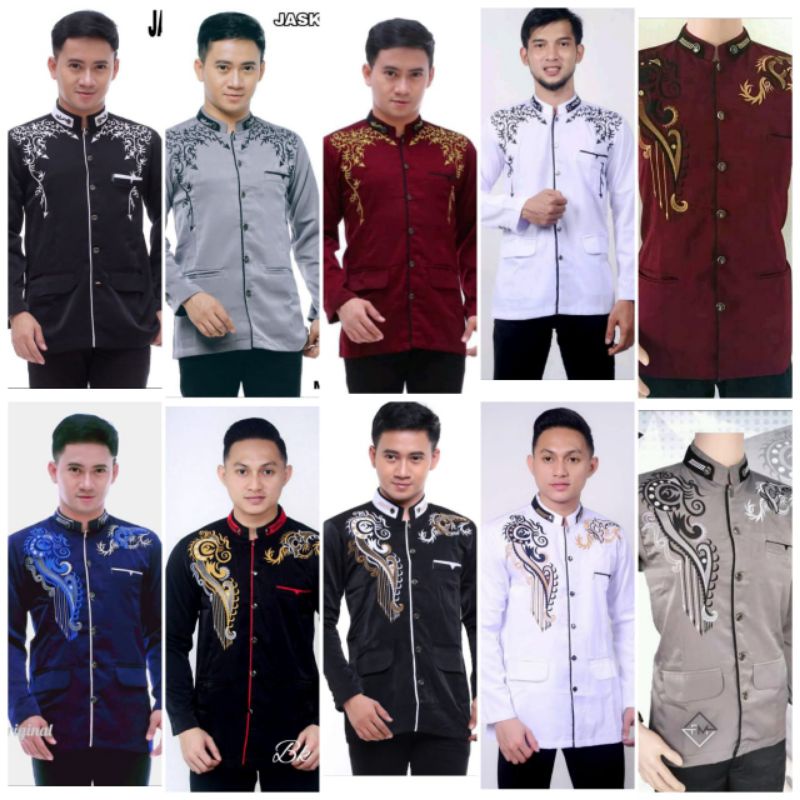 Jasko bordir Pria dewasa jaskoko kombinasi jas Koko putih