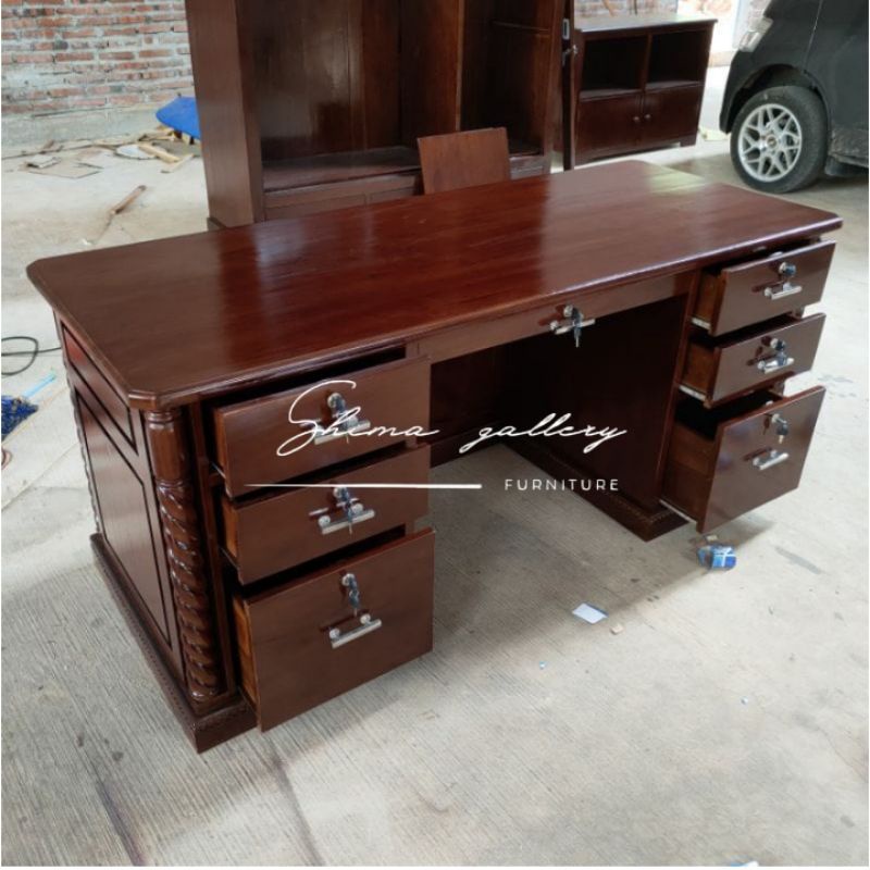 Meja kantor director / Meja sekertaris / Meja kerja kayu jati / Meja kerja mebel jepara