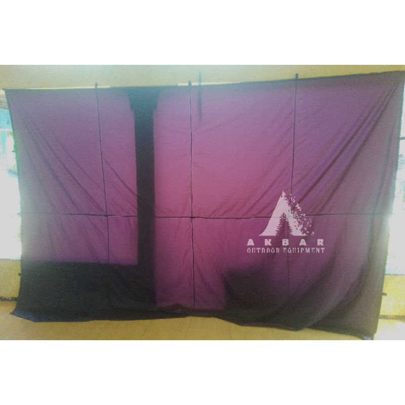 Flysheet 3x4 meter 19 Loop bahan 20 D ringan Pelapis pelindung Tenda