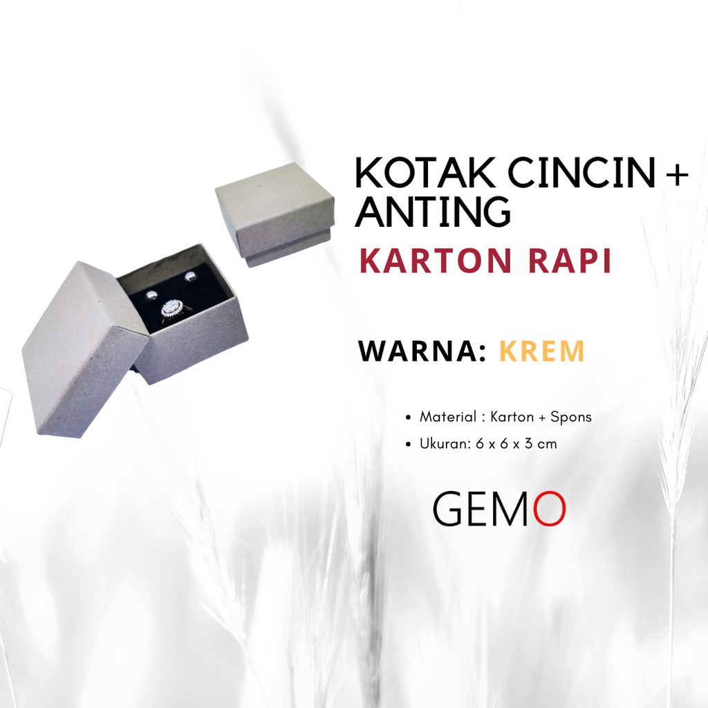 Kotak Cincin + Anting Model Kardus - Box Perhiasan Tempat Perhiasan Jewelry Murah / Ring Earing Set Tempat Jewelry Murah Cocok Untuk Gift / Hadiah, Lamaran, Mahar Pernikahan, Hantaran Tunangan, Seserahan Pernikahan