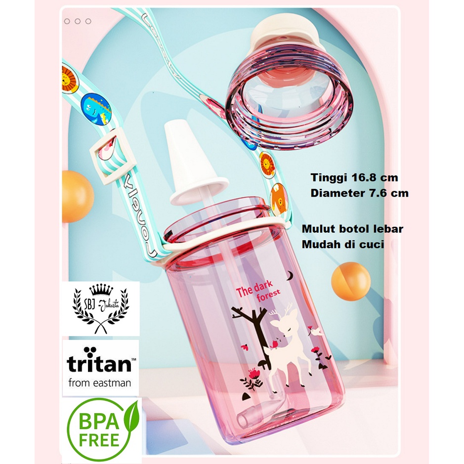 BOTOL MINUM ANAK TRITAN 100% BPA FREE CUTE LITTLE 400ML TALI &amp; SEDOTAN