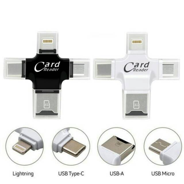 IDragon R006 4 In 1 Card Reader Multi Function Lightning Type-C Micro (TP)