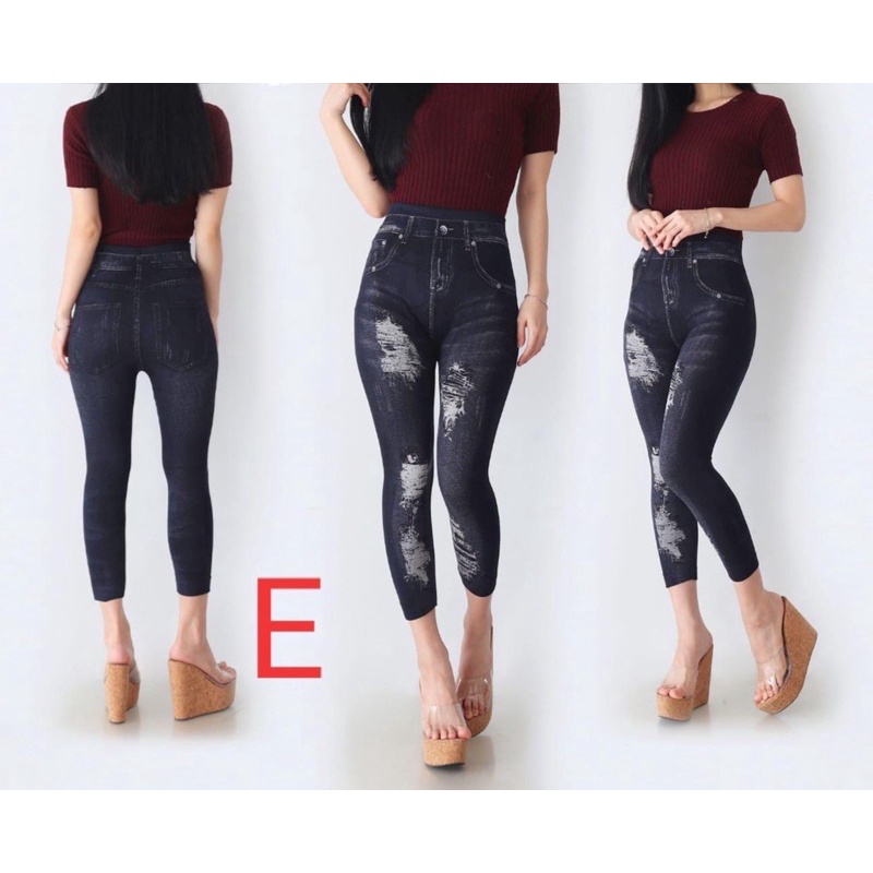 Legging Jeans 7per8 Ripped / Legging Jeans Sobek Import